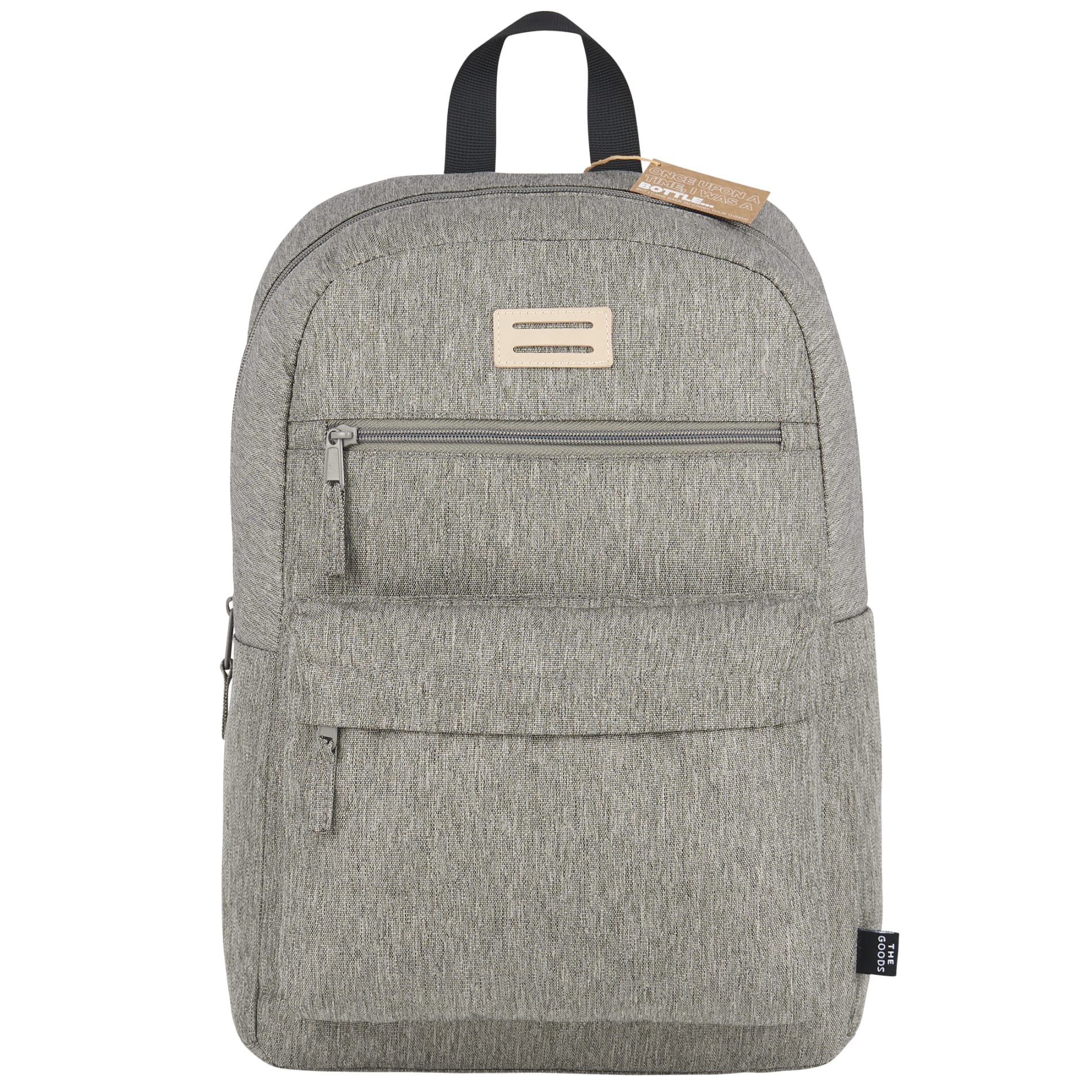 Front View of Gray THE GOODS™ Recycled 15" Laptop Backpack plain