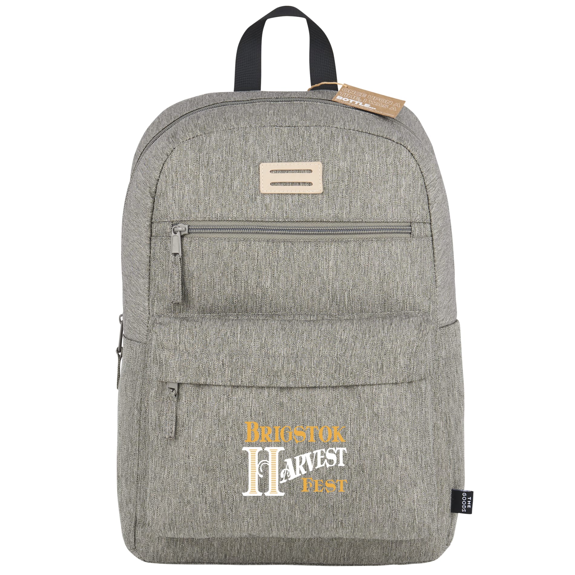 Front View of Gray THE GOODS™ Recycled 15" Laptop Backpack