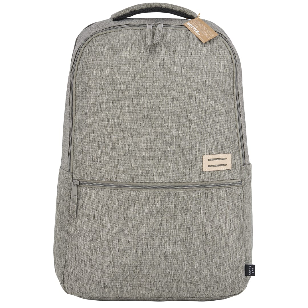 Front View of Gray THE GOODS™ Recycled 17" Laptop Backpack plain