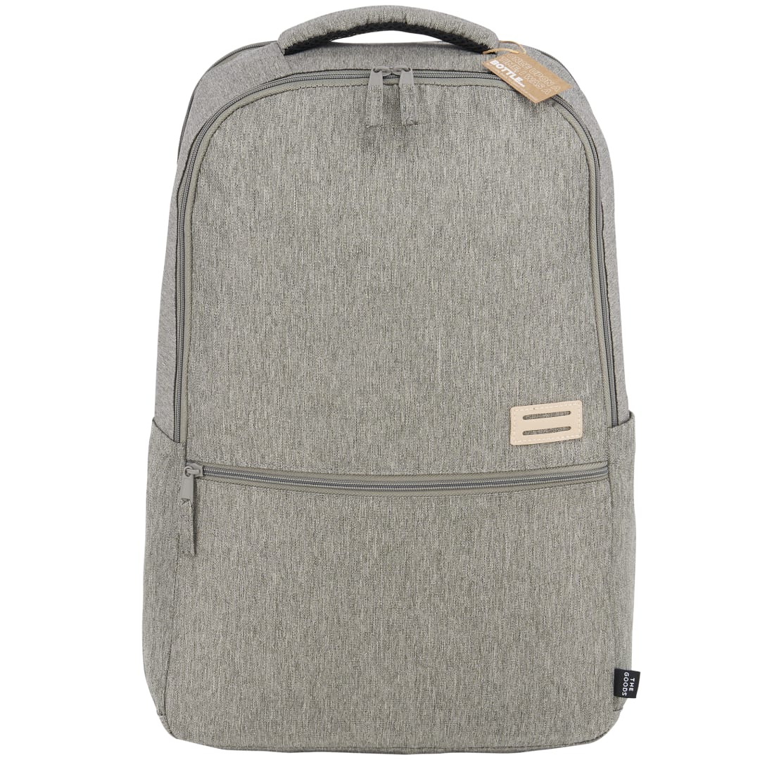 Front View of Gray THE GOODS™ Recycled 17" Laptop Backpack plain