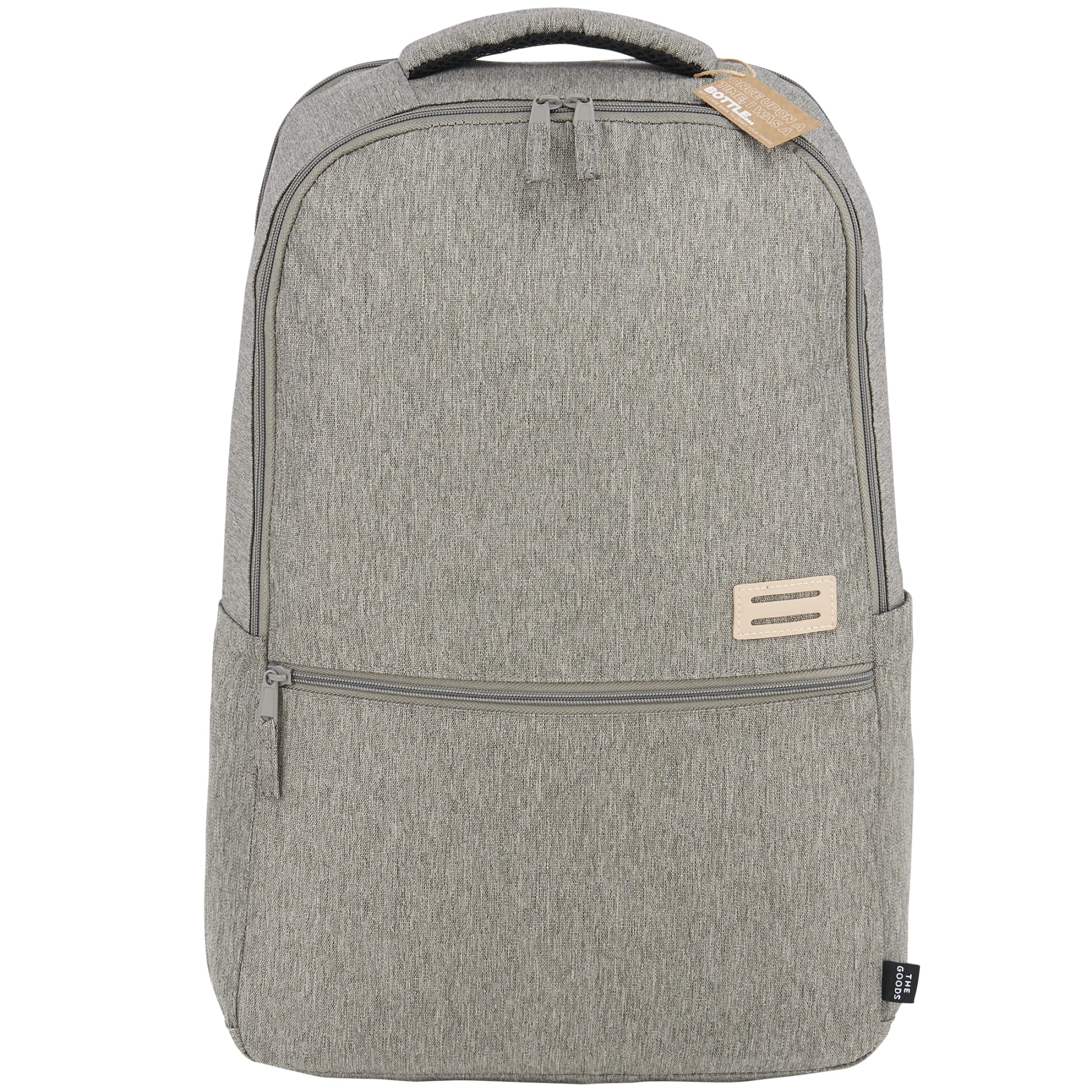 Front View of Gray THE GOODS™ Recycled 17" Laptop Backpack plain
