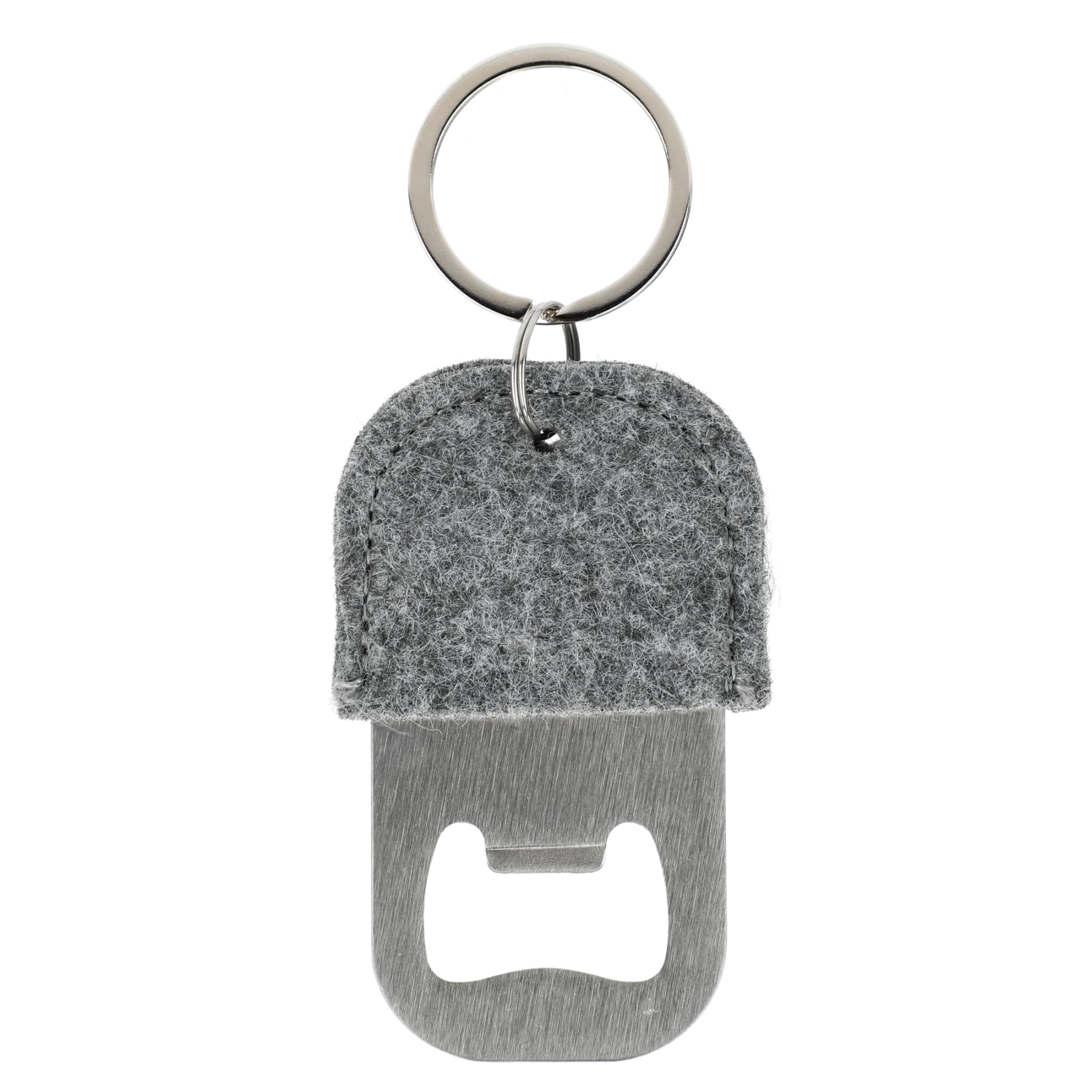 Front View of Gray THE GOODS™ Recycled Felt Bottle Opener plain