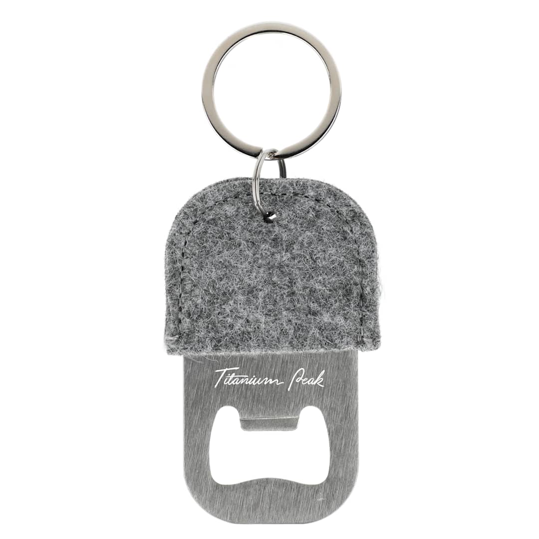 Front View of Gray THE GOODS™ Recycled Felt Bottle Opener