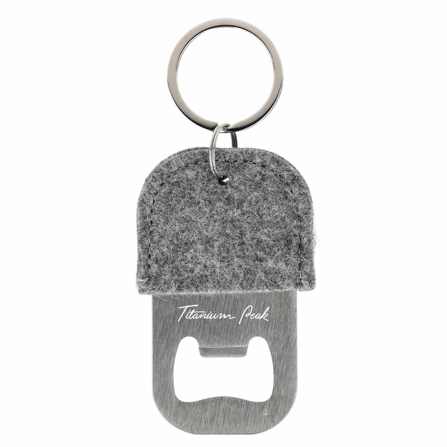 Front View of Gray THE GOODS™ Recycled Felt Bottle Opener