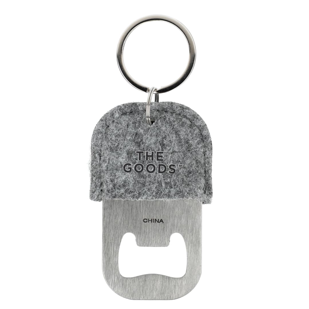 Front View of Gray THE GOODS™ Recycled Felt Bottle Opener