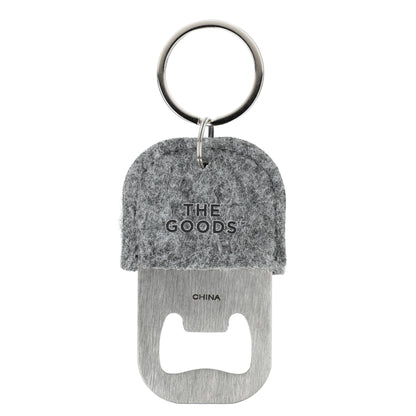 Front View of Gray THE GOODS™ Recycled Felt Bottle Opener