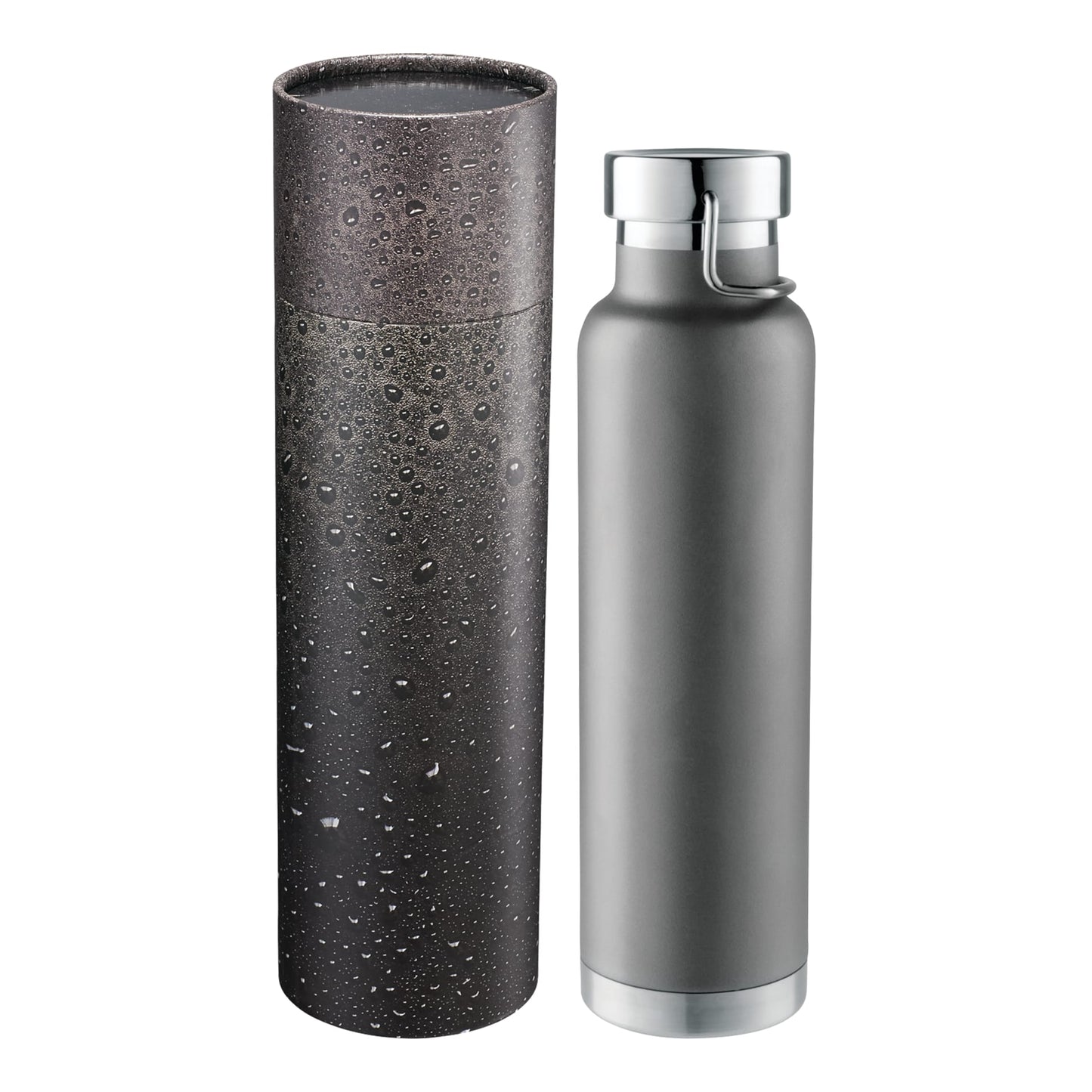 Front View of Gray Thor Copper Vac Bottle 22oz With Cylindrical Box plain