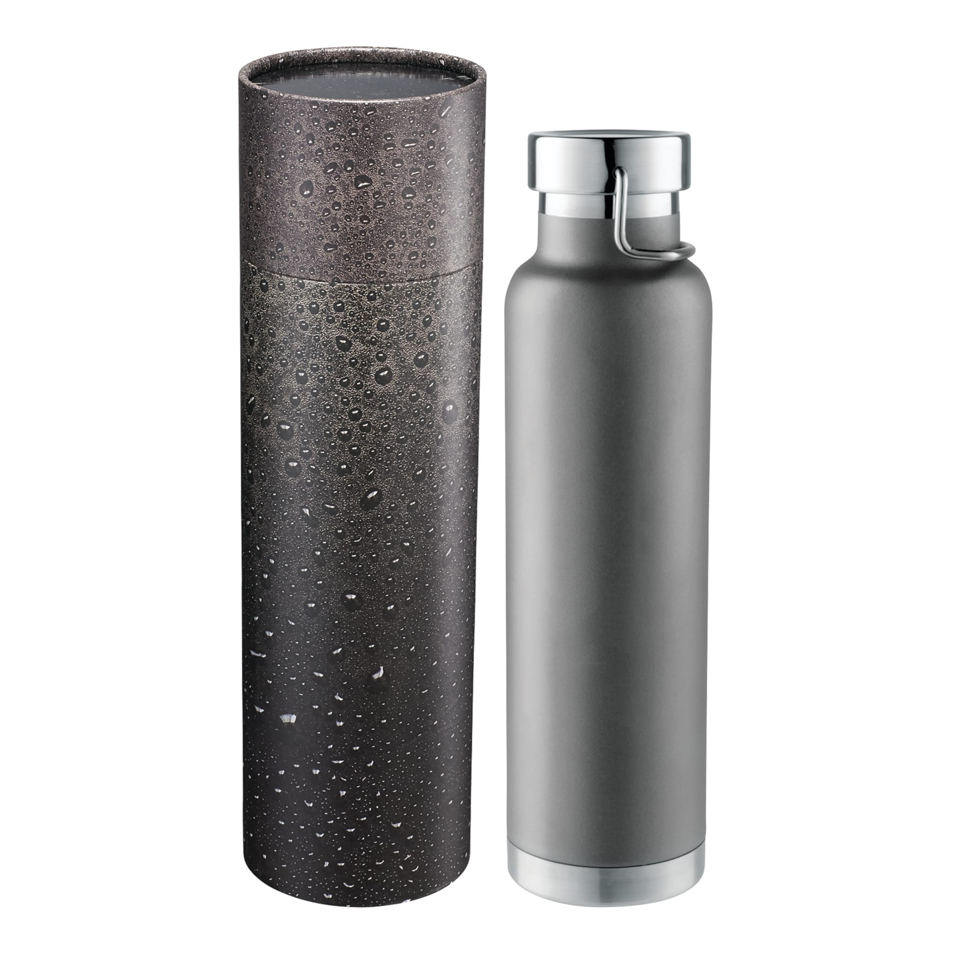 Front View of Gray Thor Copper Vac Bottle 22oz With Cylindrical Box plain