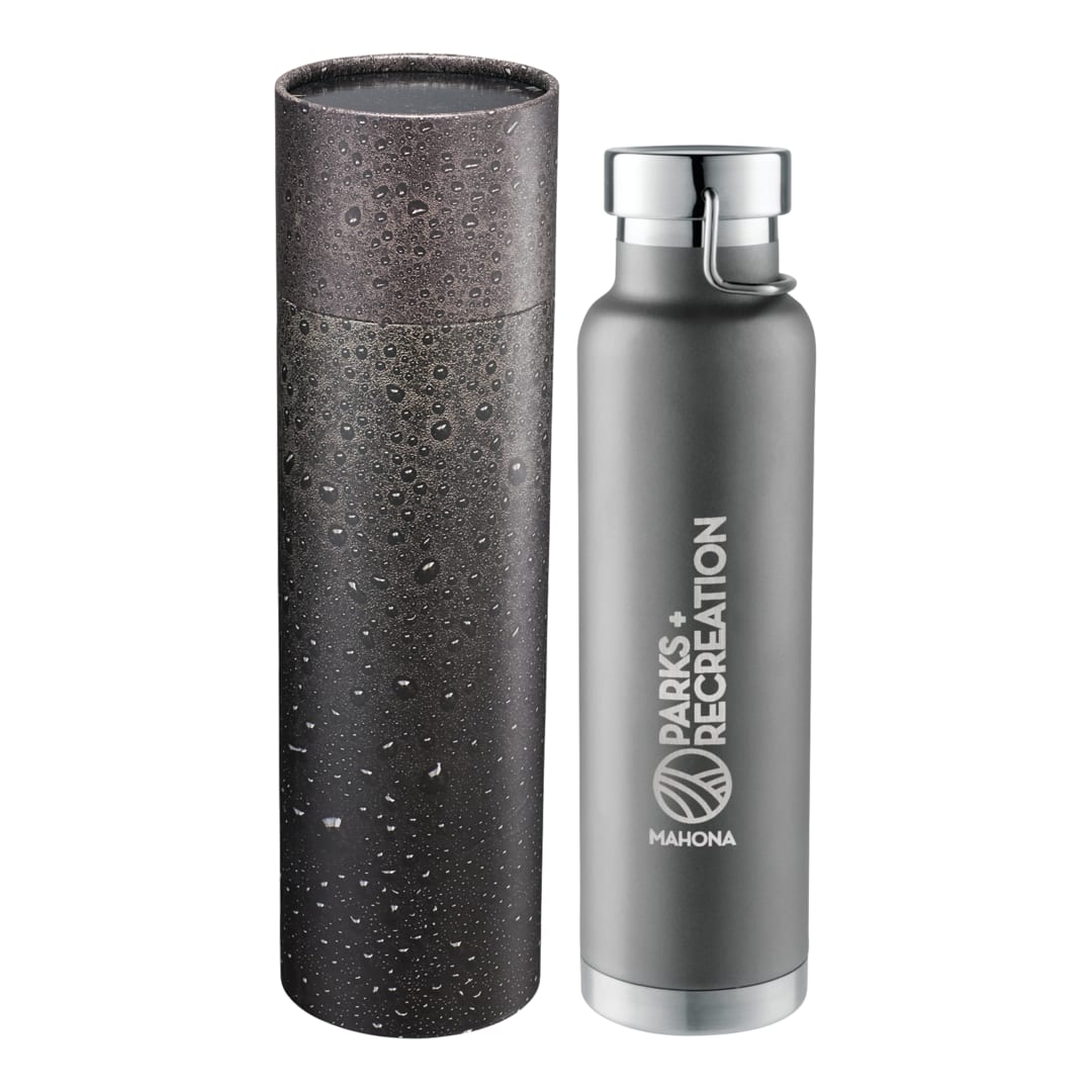 Front View of Gray Thor Copper Vac Bottle 22oz With Cylindrical Box