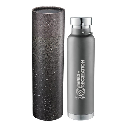 Front View of Gray Thor Copper Vac Bottle 22oz With Cylindrical Box