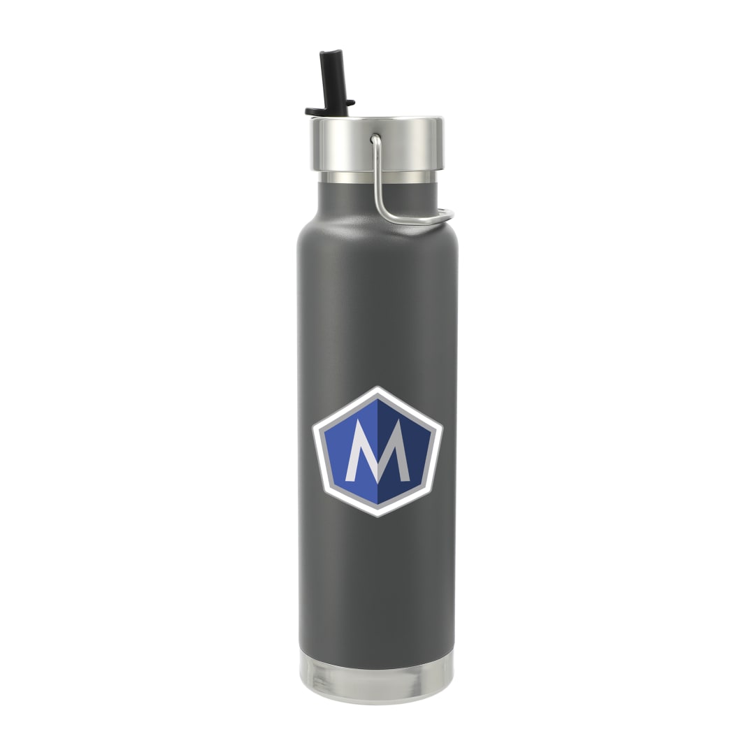 Front View of Gray Thor Copper Vacuum Insulated Bottle 25oz Straw Lid