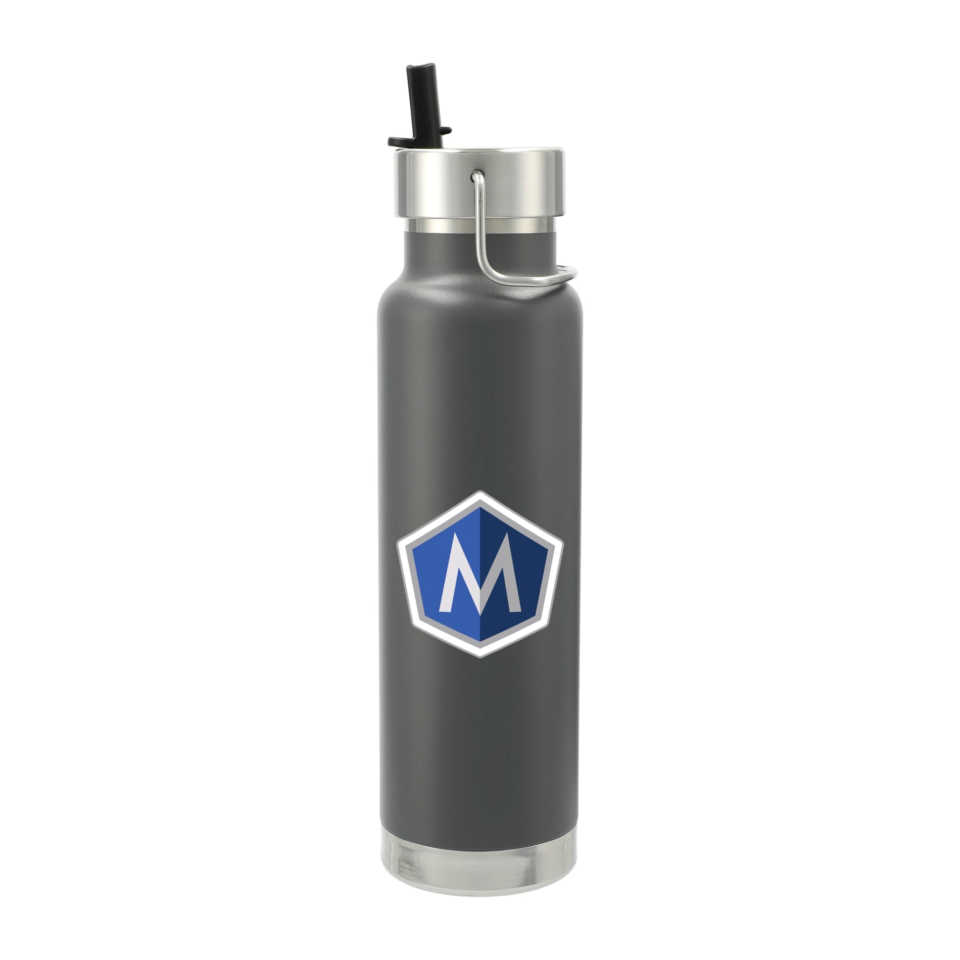 Front View of Gray Thor Copper Vacuum Insulated Bottle 25oz Straw Lid