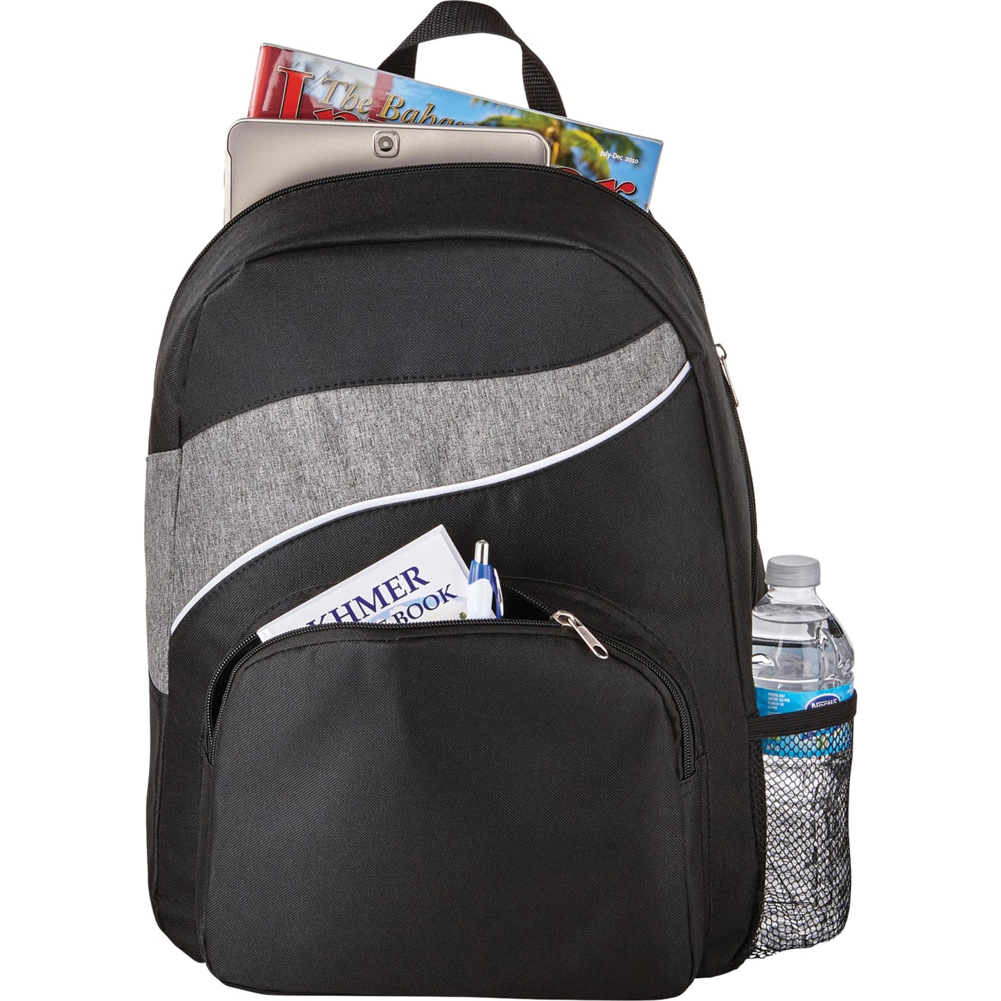 Front View of Gray Tornado Deluxe Backpack plain