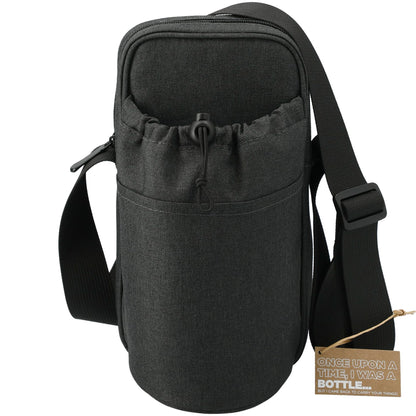 Front View of Gray Traver RPET Adjustable Bottle Sling Cooler w/Pouch plain