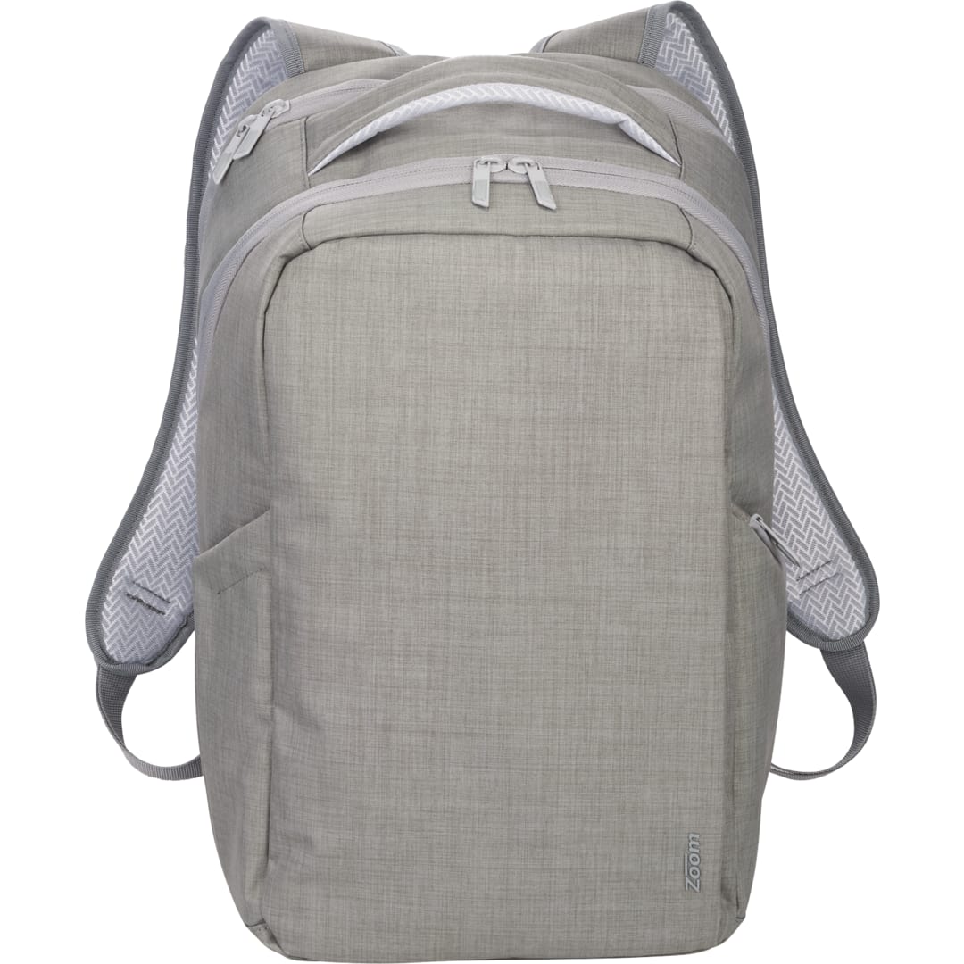 Front View of Gray Zoom Grid 15" TSA Computer Backpack plain
