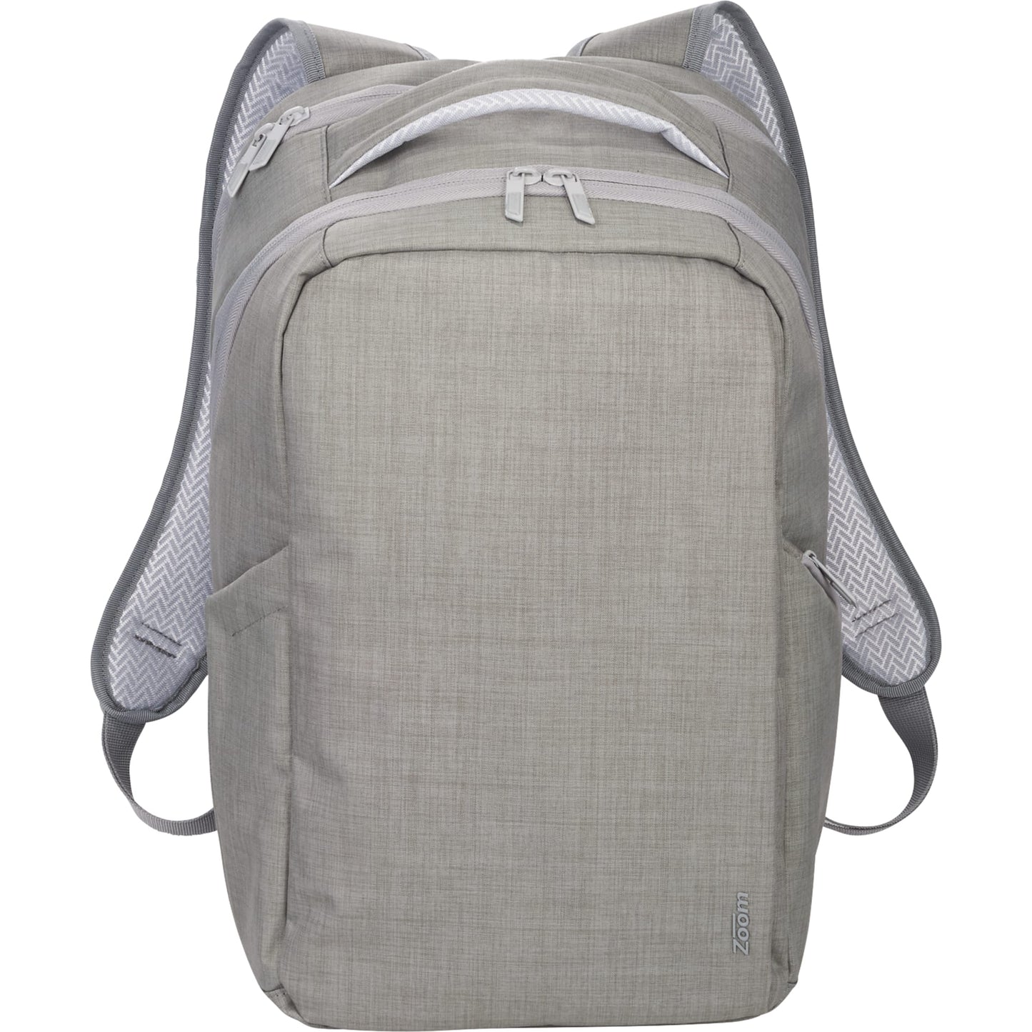 Front View of Gray Zoom Grid 15" TSA Computer Backpack plain