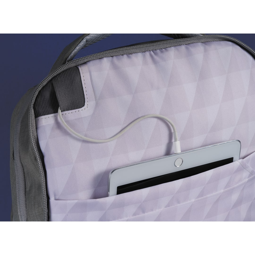 Front View of Gray Zoom Grid 15" TSA Computer Backpack