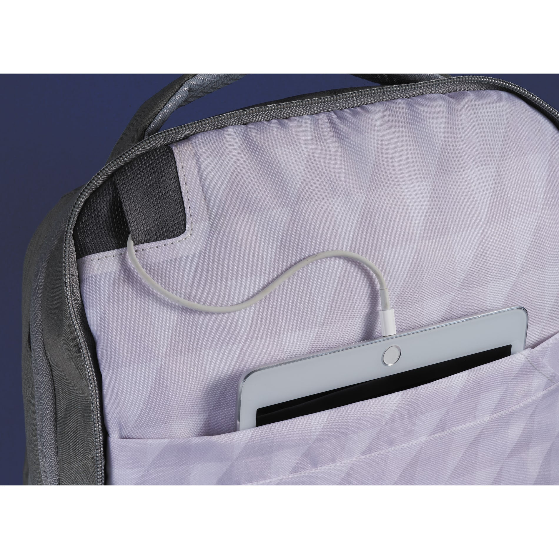 Front View of Gray Zoom Grid 15" TSA Computer Backpack
