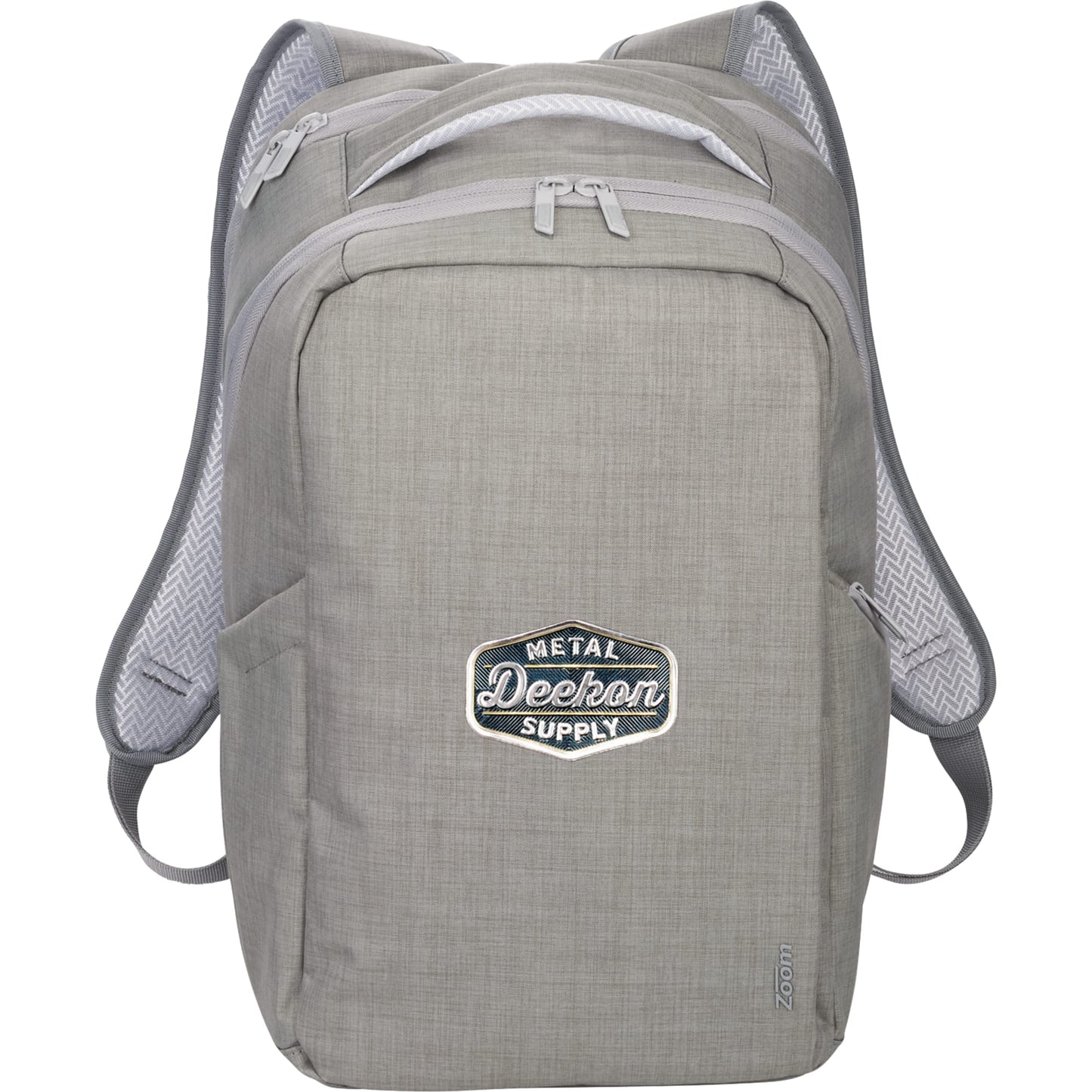 Front View of Gray Zoom Grid 15" TSA Computer Backpack