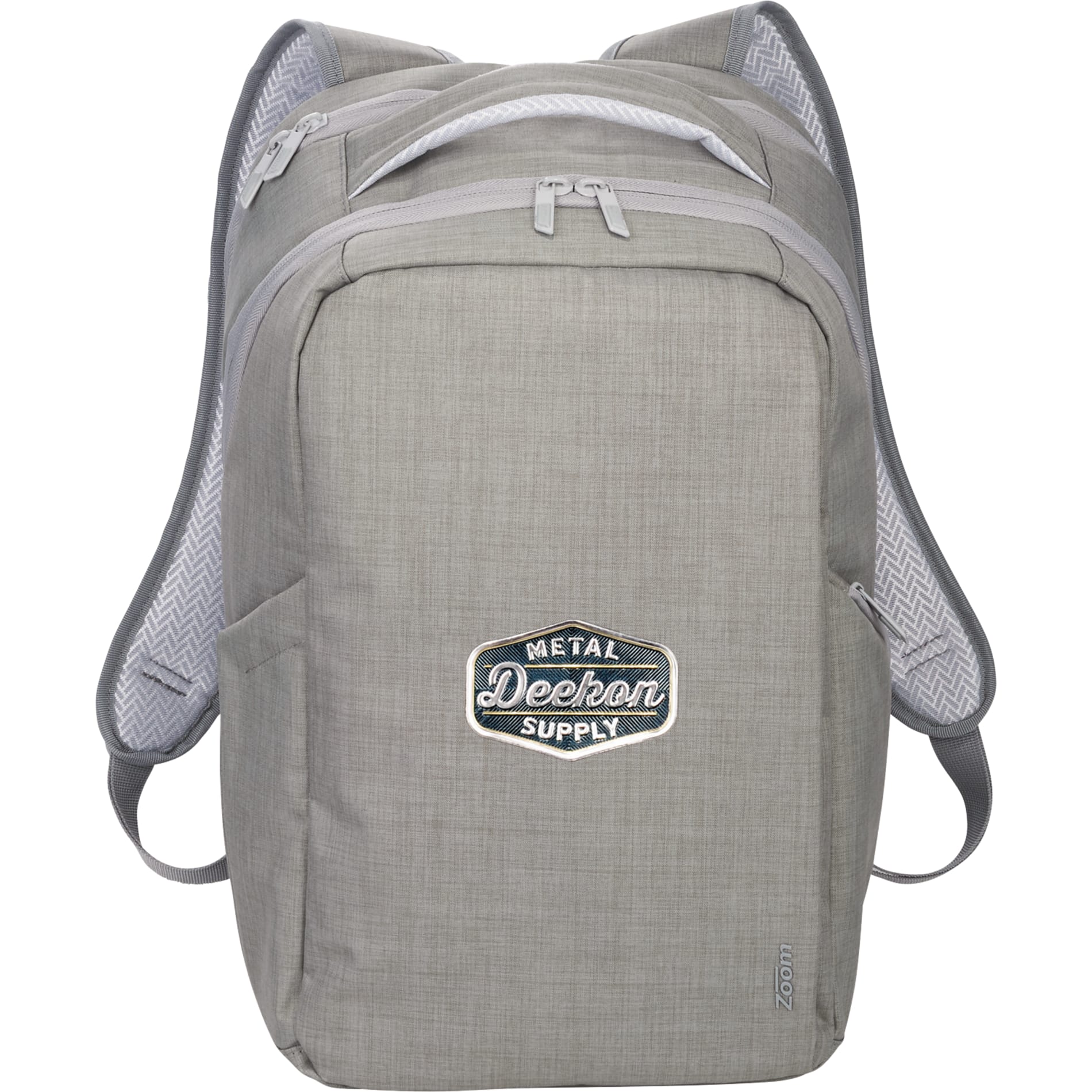 Front View of Gray Zoom Grid 15" TSA Computer Backpack