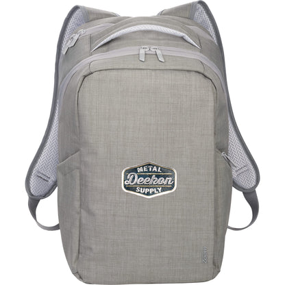Front View of Gray Zoom Grid 15" TSA Computer Backpack