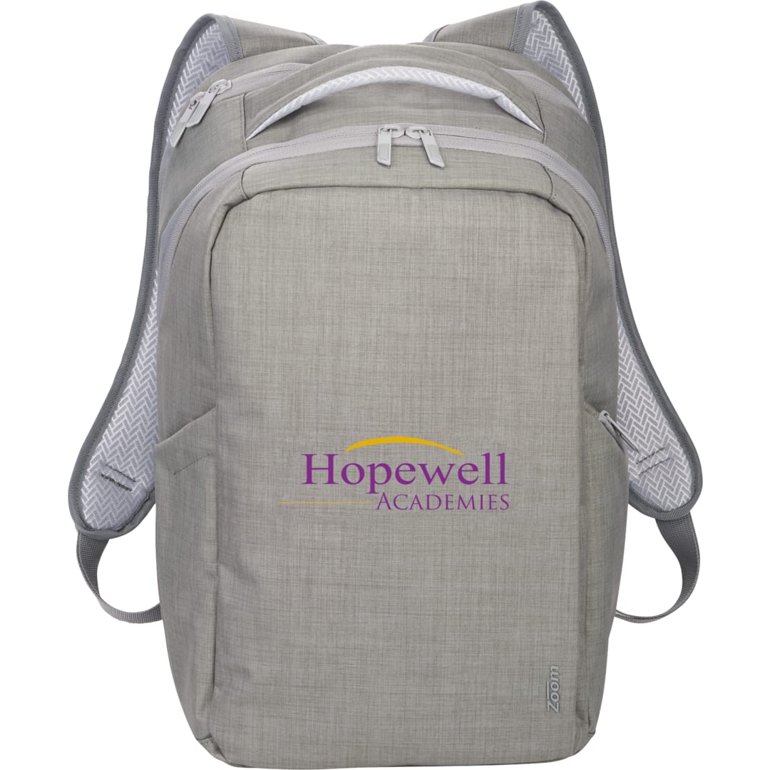 Front View of Gray Zoom Grid 15" TSA Computer Backpack