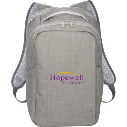Front View of Gray Zoom Grid 15" TSA Computer Backpack