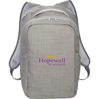 Front View of Gray Zoom Grid 15" TSA Computer Backpack