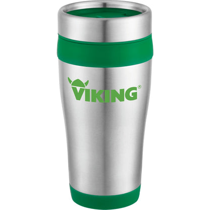 Front View of Green Carmel 16oz Travel Tumbler