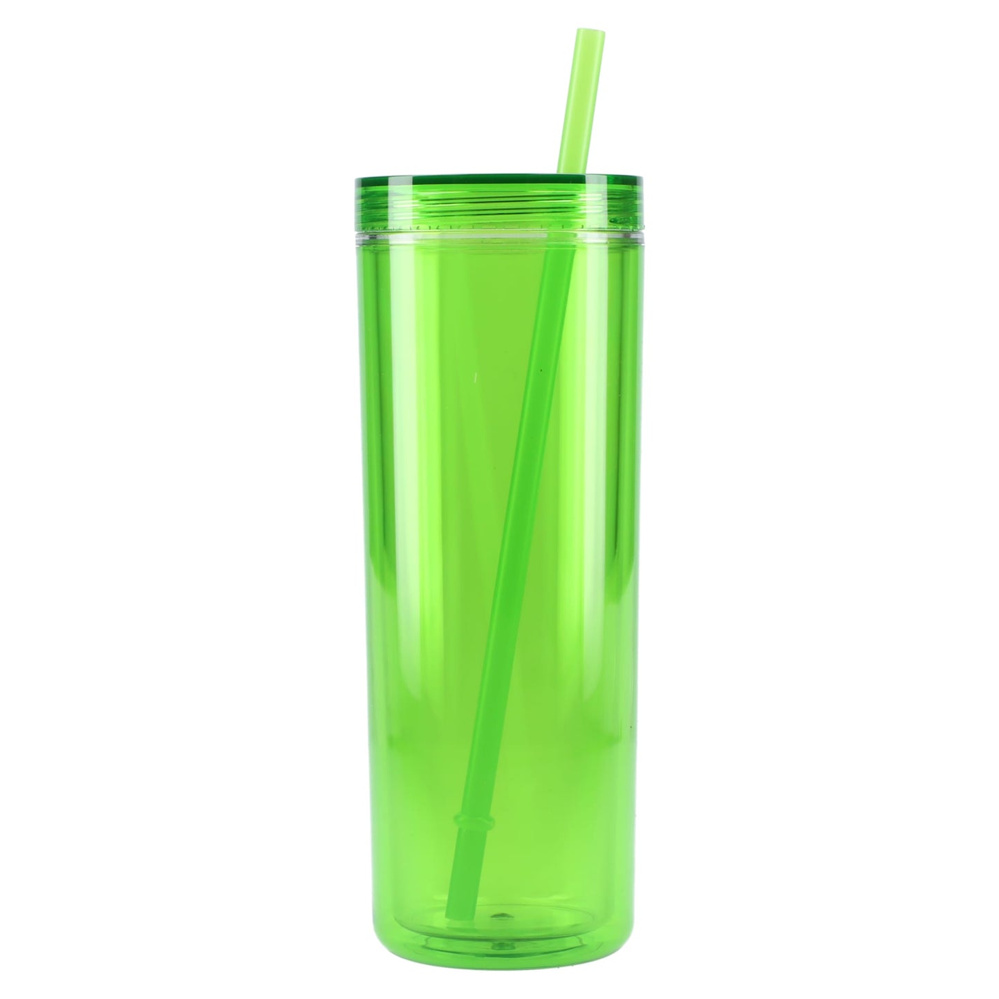 Front View of Green Chroma Recycled Acrylic Straw Tumbler 16oz plain