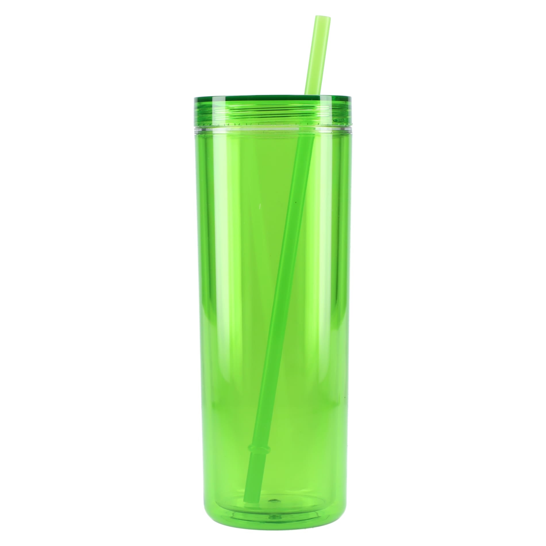 Front View of Green Chroma Recycled Acrylic Straw Tumbler 16oz plain