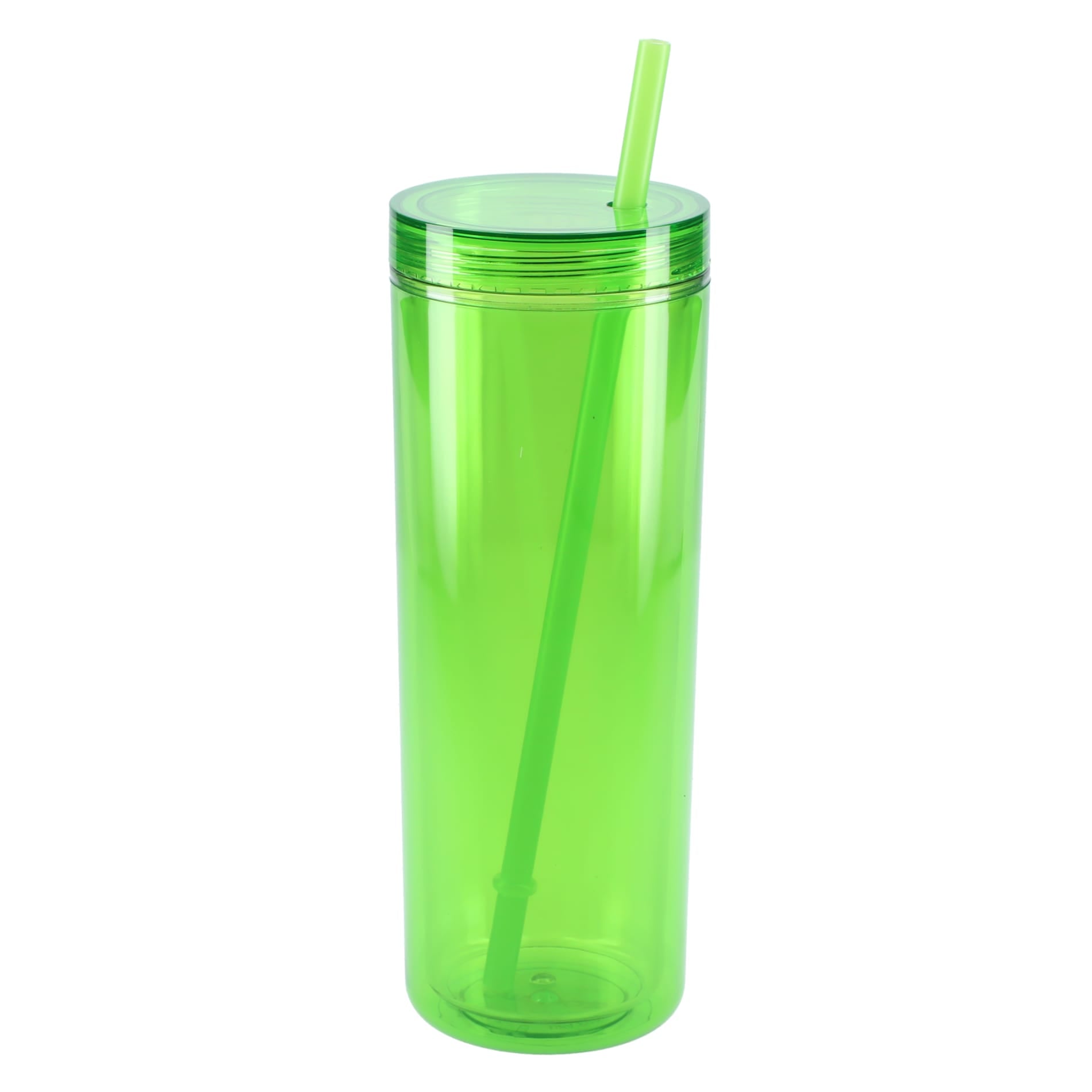 Front View of Green Chroma Recycled Acrylic Straw Tumbler 16oz plain