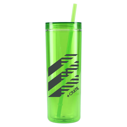 Front View of Green Chroma Recycled Acrylic Straw Tumbler 16oz