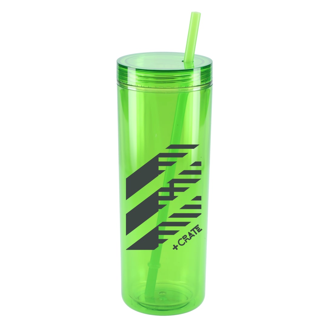 Front View of Green Chroma Recycled Acrylic Straw Tumbler 16oz