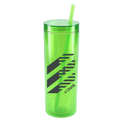 Front View of Green Chroma Recycled Acrylic Straw Tumbler 16oz