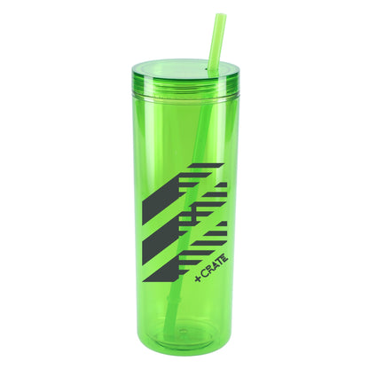 Front View of Green Chroma Recycled Acrylic Straw Tumbler 16oz