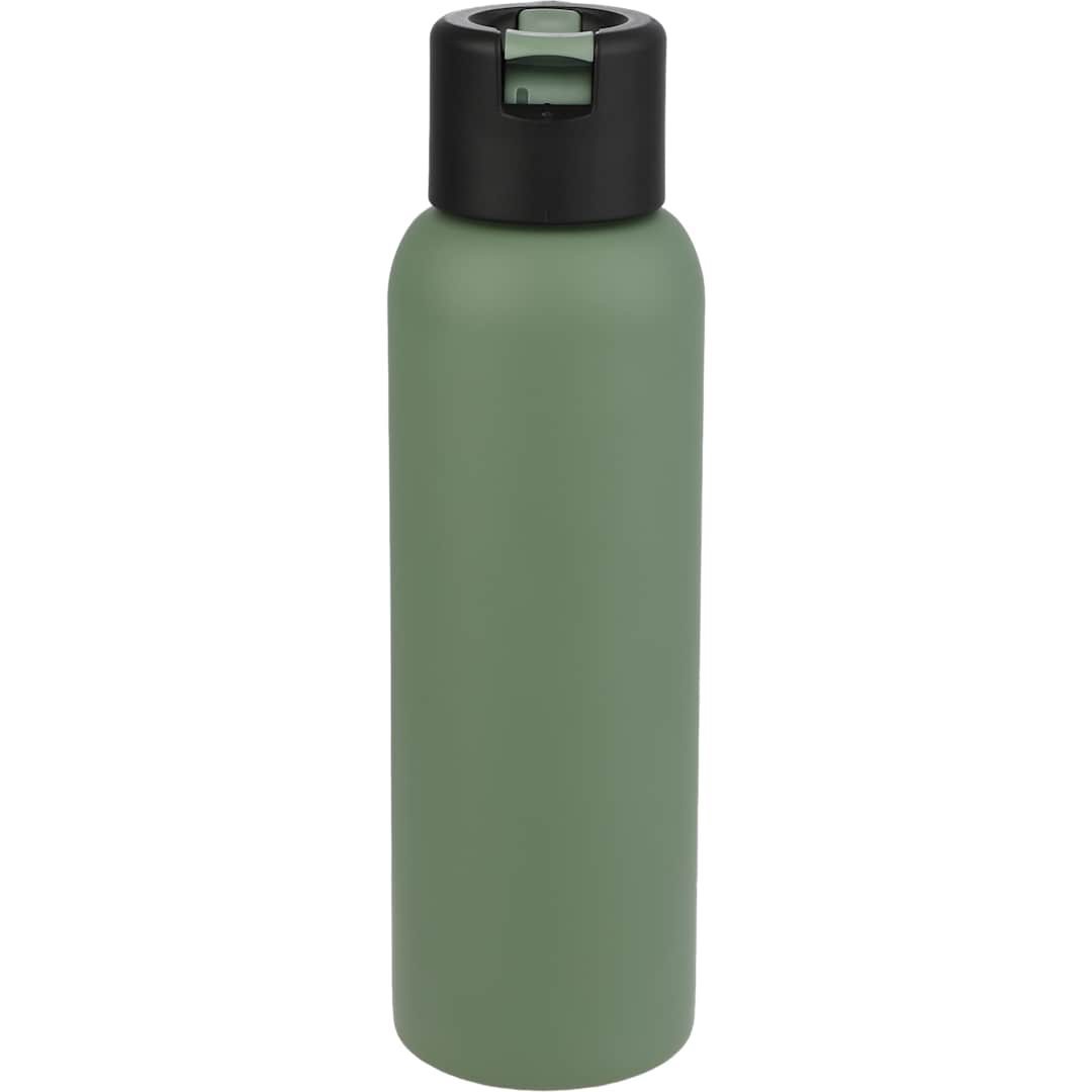 Front View of Green Clio Eco-Friendly Straw Lid Vacuum Bottle 22oz plain