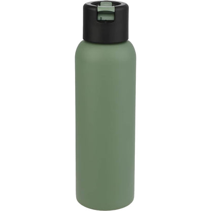 Front View of Green Clio Eco-Friendly Straw Lid Vacuum Bottle 22oz plain