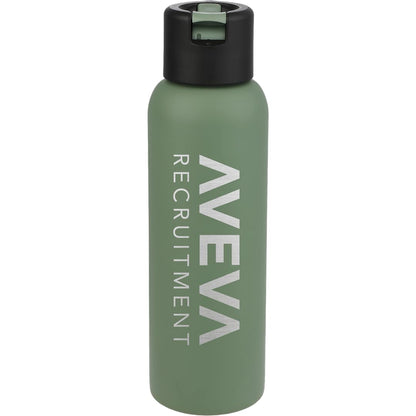 Front View of Green Clio Eco-Friendly Straw Lid Vacuum Bottle 22oz
