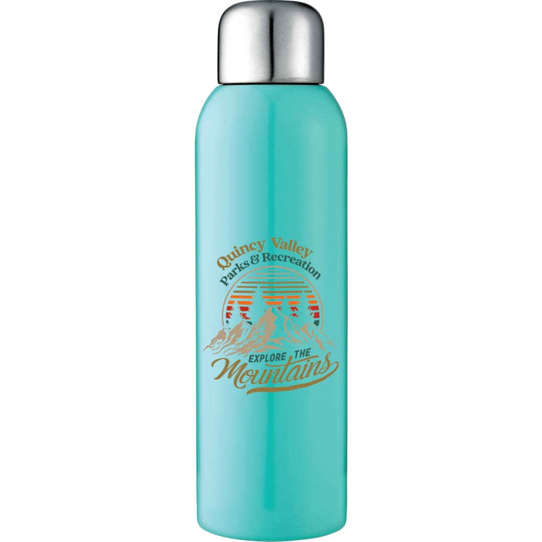 Front View of Green Guzzle 28oz Stainless Sports Bottle