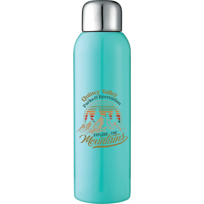 Front View of Green Guzzle 28oz Stainless Sports Bottle
