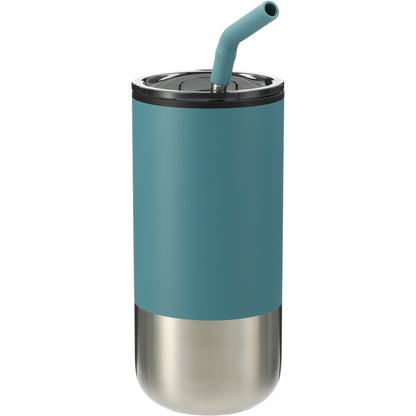 Front View of Green Lagom 16oz Tumbler w/ SS Straw plain