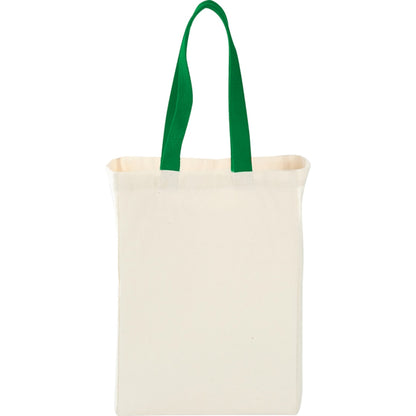 Front View of Green Nebraska 5oz Cotton Canvas Grocery Tote plain