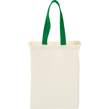 Front View of Green Nebraska 5oz Cotton Canvas Grocery Tote plain