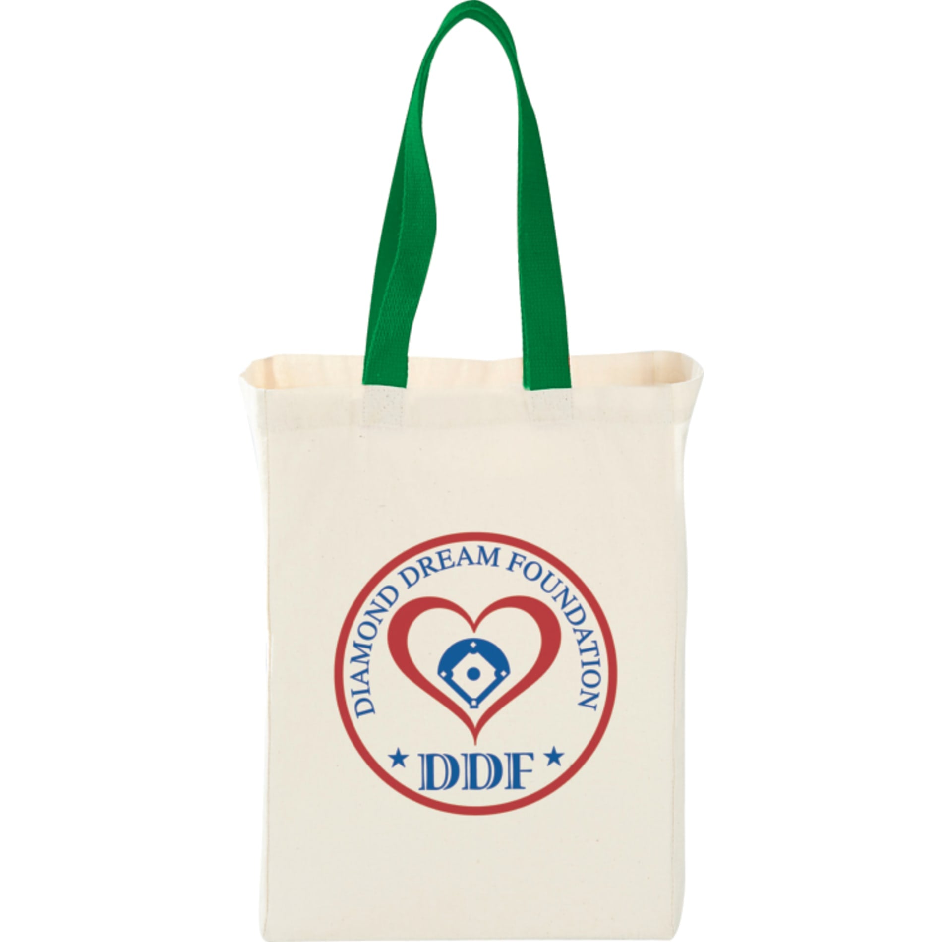 Front View of Green Nebraska 5oz Cotton Canvas Grocery Tote