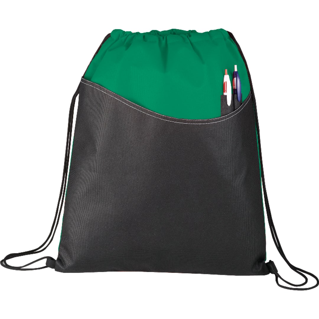 Front View of Green Rivers Non-Woven Drawstring Bag plain