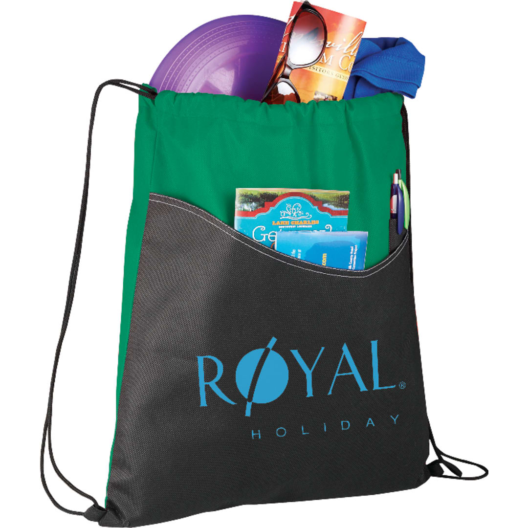 Front View of Green Rivers Non-Woven Drawstring Bag