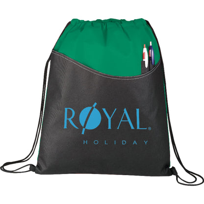 Front View of Green Rivers Non-Woven Drawstring Bag
