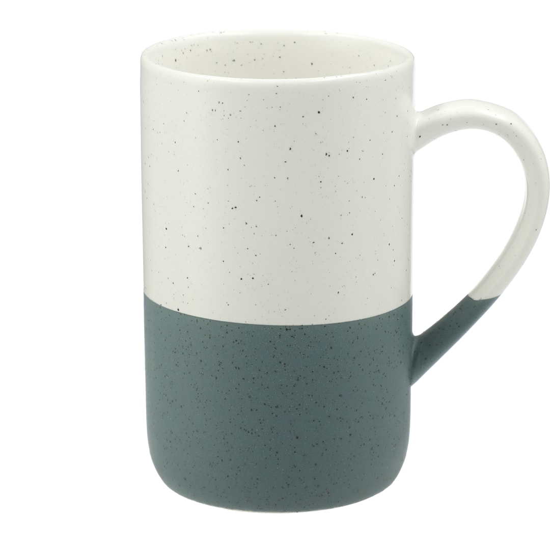 Front View of Green Speckled Wayland Ceramic Mug 13oz plain
