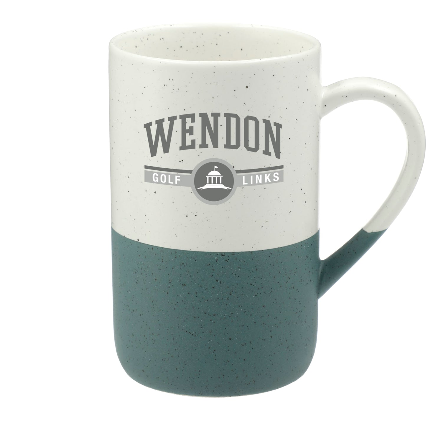 Front View of Green Speckled Wayland Ceramic Mug 13oz